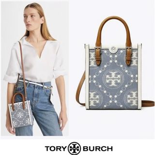 トリーバーチ(Tory Burch)の新品　トリーバーチToryBurch Tモノグラム デニムミニトート ショルダー(ショルダーバッグ)