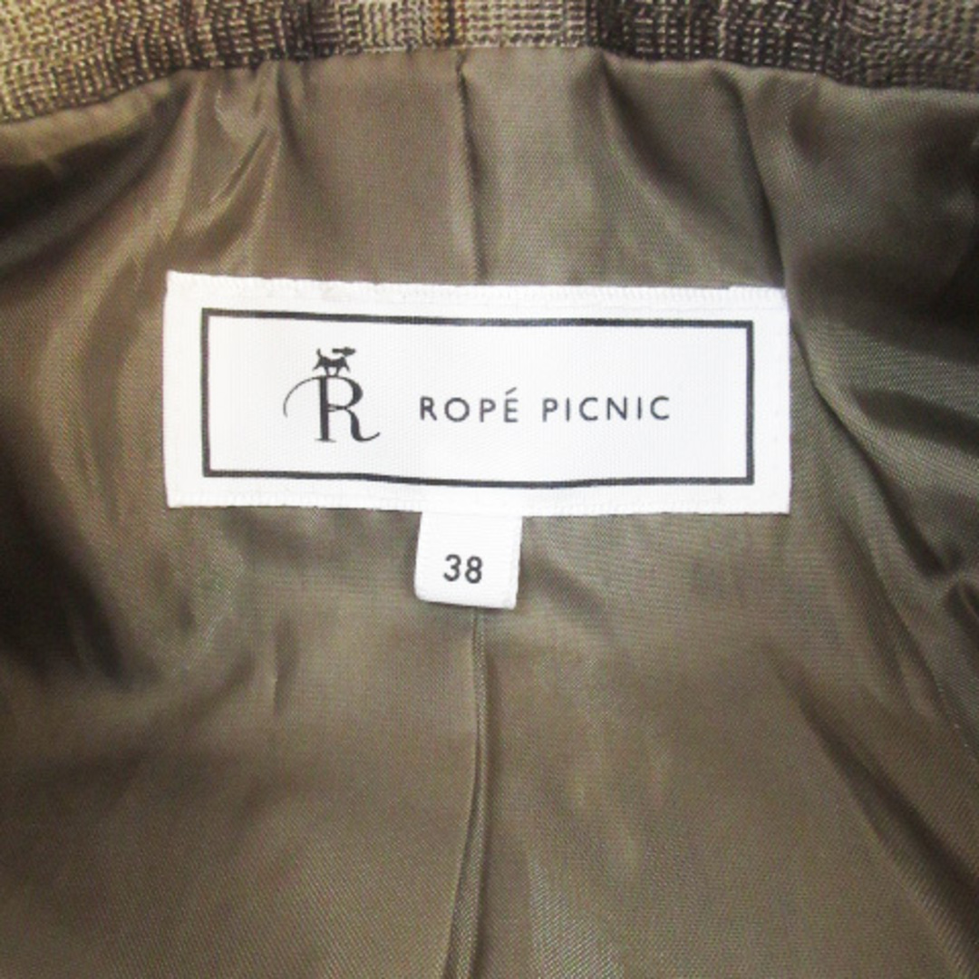 Rope' Picnic(ロペピクニック)のロペピクニック テーラードジャケット ミドル丈 チェック柄 38 ベージュ 黒 レディースのジャケット/アウター(その他)の商品写真