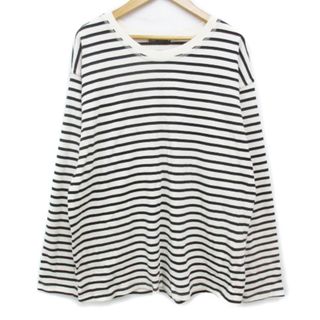 ザラ(ZARA)のザラ カットソー Tシャツ 長袖 ボーダー柄 M オフホワイト 白 黒 ブラック(カットソー(長袖/七分))