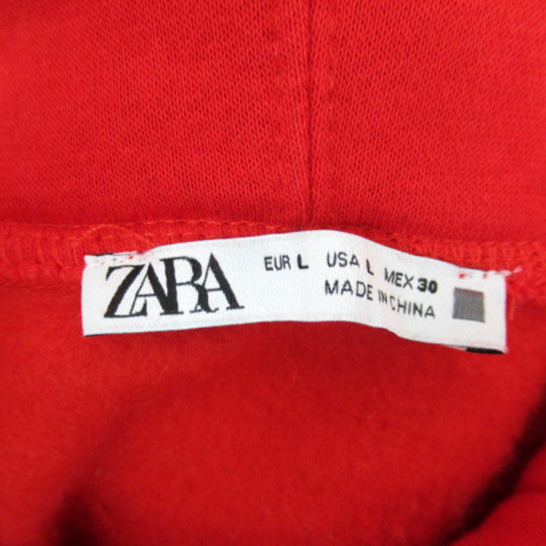 ZARA(ザラ)のザラ ZARA パーカー スウェット プルオーバー 無地 裏起毛 L 赤 レッド レディースのトップス(パーカー)の商品写真