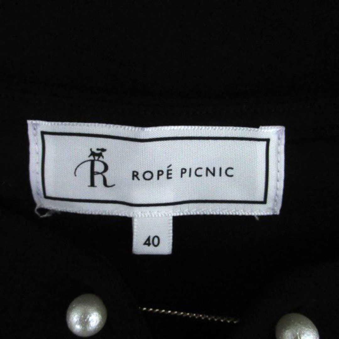 Rope' Picnic(ロペピクニック)のロペピクニック ブラウス カットソー アームスリット フェイクパール 40 黒 レディースのトップス(シャツ/ブラウス(半袖/袖なし))の商品写真