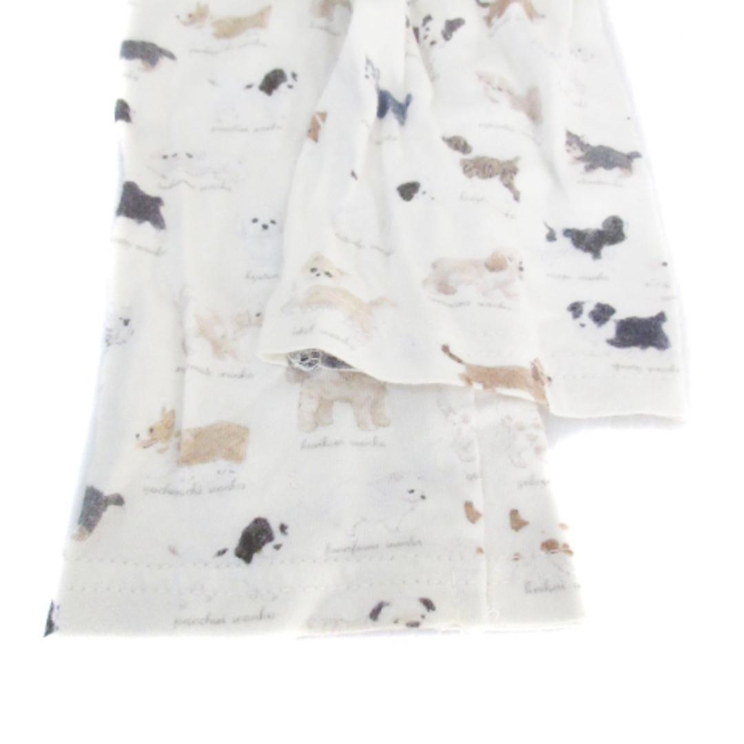 franche lippee(フランシュリッペ)のフランシュリッペ Tシャツ カットソー 長袖 Uネック 犬柄 M 白 ベージュ レディースのトップス(Tシャツ(長袖/七分))の商品写真