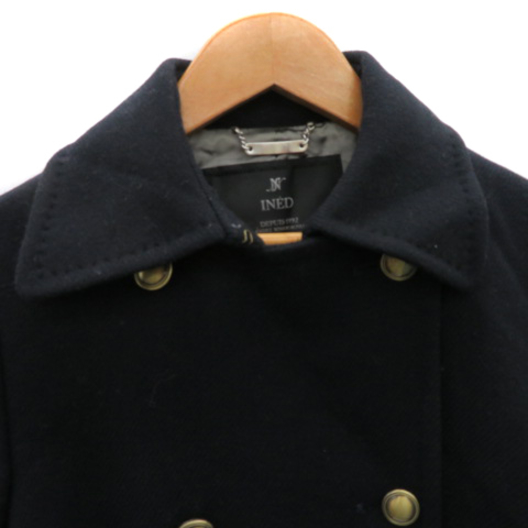 INED(イネド)のイネド INED Pコート ピーコート ロング丈 ダブルボタン ウール 9 紺 レディースのジャケット/アウター(ピーコート)の商品写真