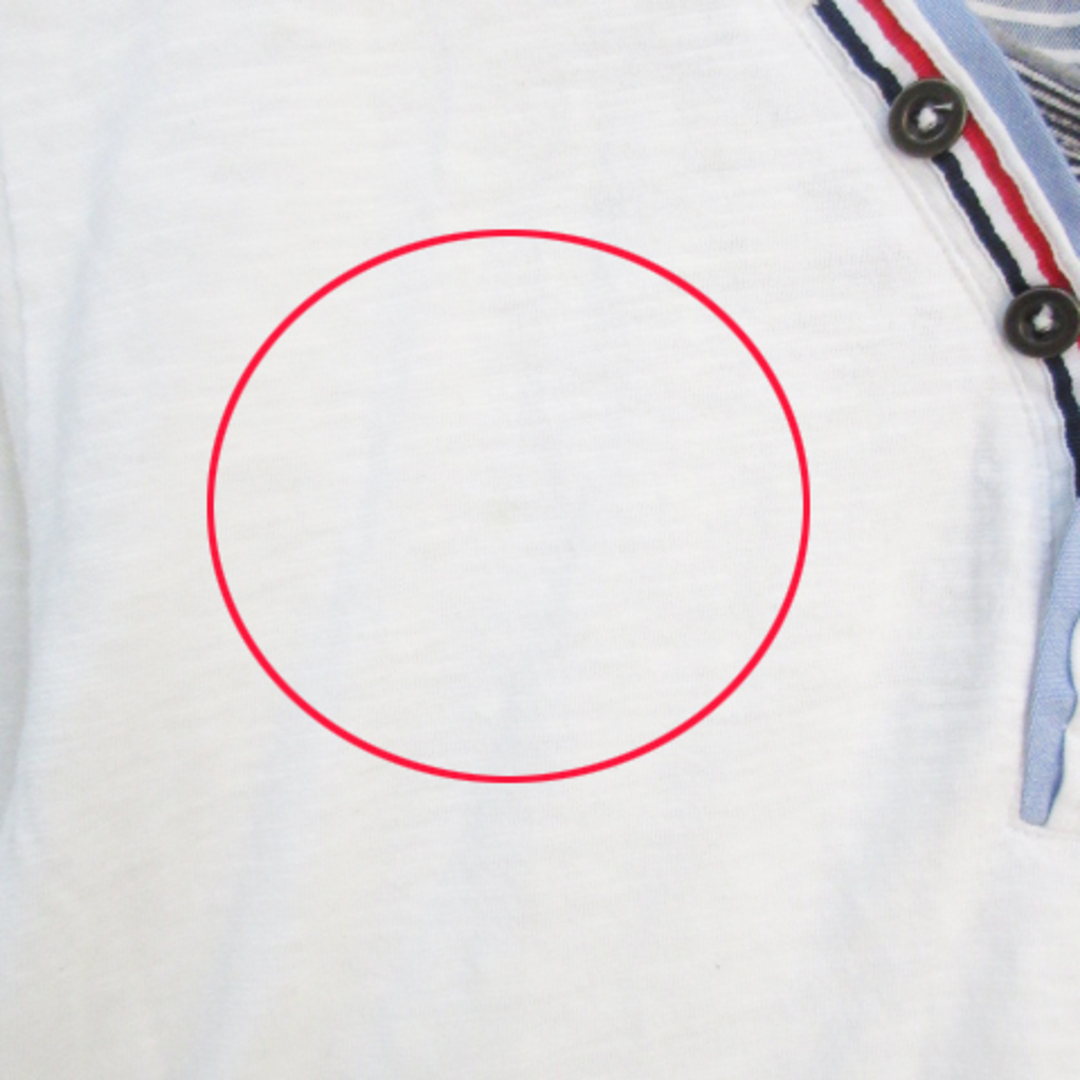 タケオキクチ ミクスパイス カットソー 長袖 Vネック ボーダー柄 XL 白 黒 メンズのトップス(Tシャツ/カットソー(七分/長袖))の商品写真