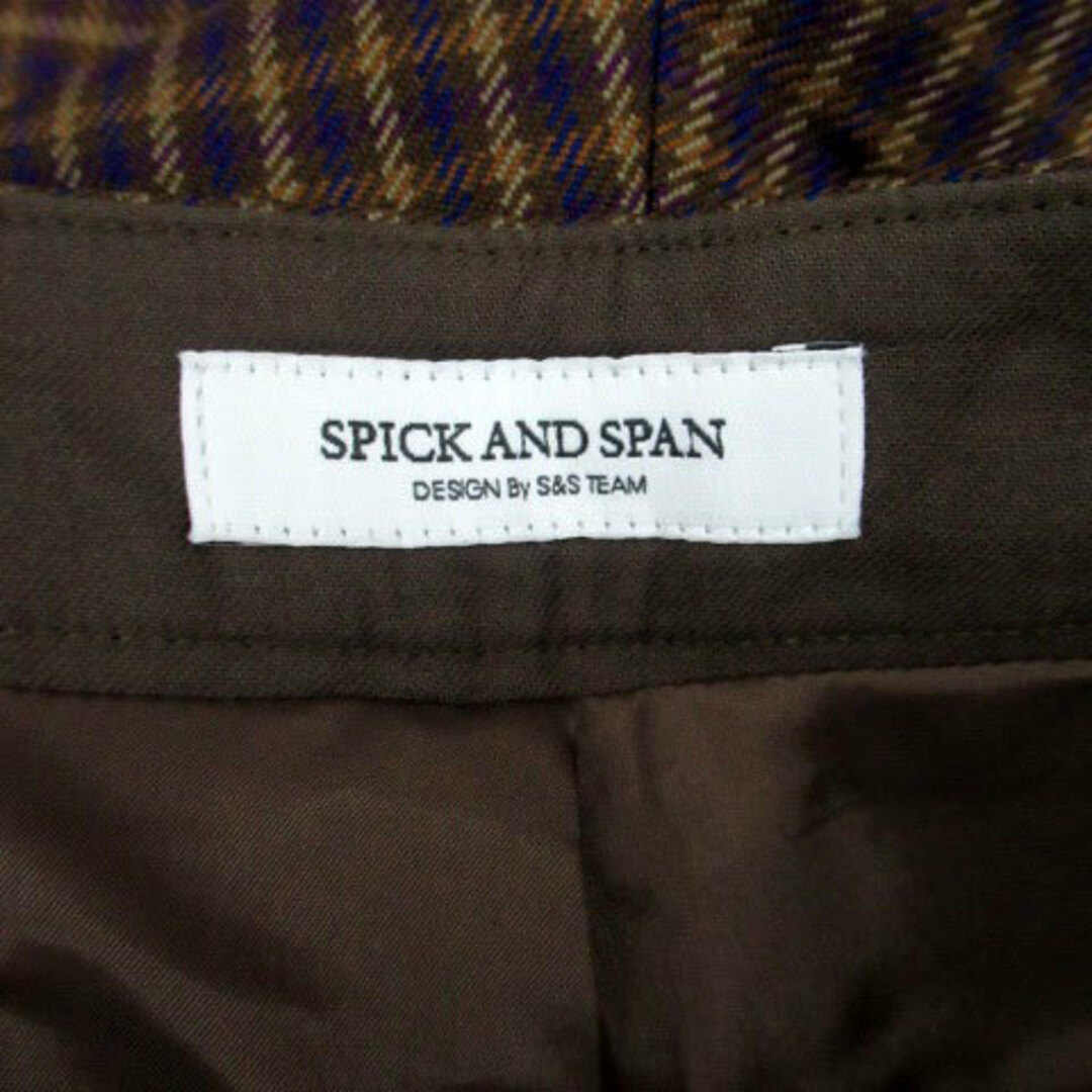 Spick & Span(スピックアンドスパン)のスピック&スパン テーパードパンツ アンクル丈 チェック ウール 38 茶色 青 レディースのパンツ(その他)の商品写真