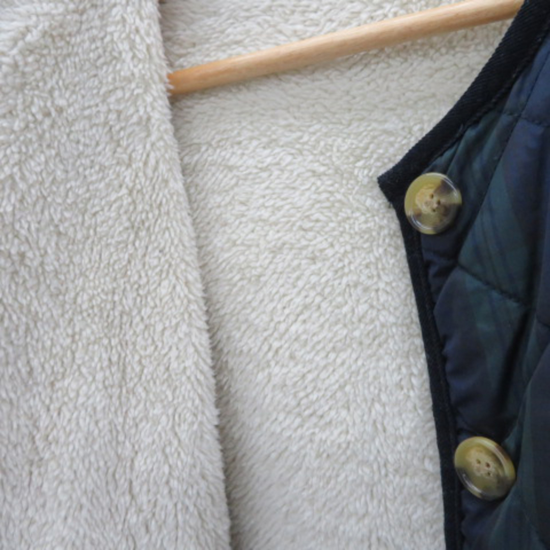 SM2(サマンサモスモス)のサマンサモスモス キルティングジャケット ノーカラー 裏ボア チェック柄 F 紺 レディースのジャケット/アウター(ブルゾン)の商品写真