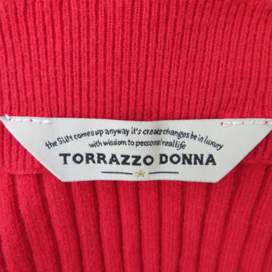 TORRAZZO DONNA(トラッゾドンナ)のトラッゾドンナ リブニット カットソー 長袖 ラウンドネック 無地 赤 レッド レディースのトップス(ニット/セーター)の商品写真