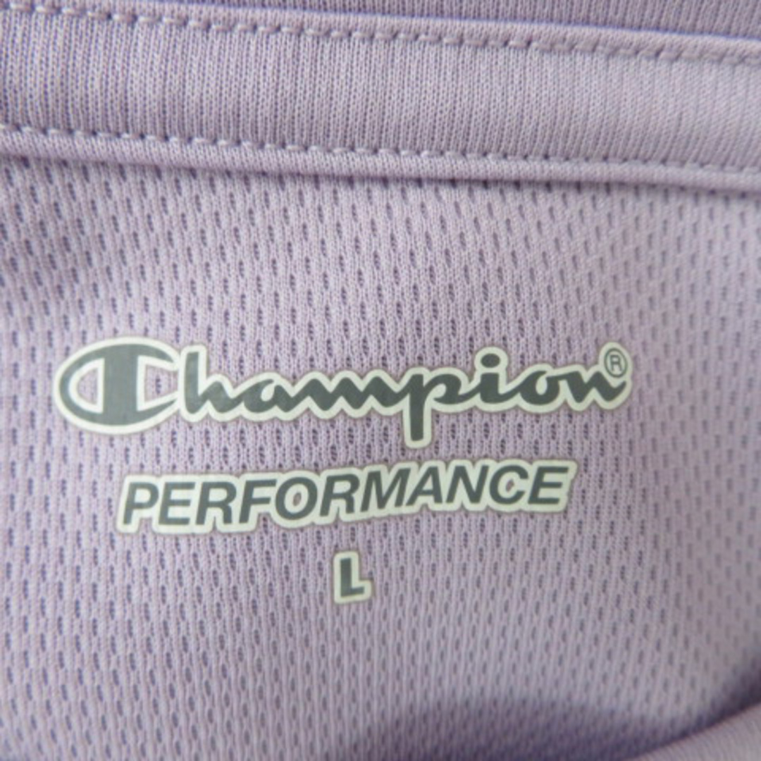 Champion(チャンピオン)のチャンピオン Tシャツ カットソー 半袖 ラウンドネック ロゴ L パープル レディースのトップス(Tシャツ(半袖/袖なし))の商品写真