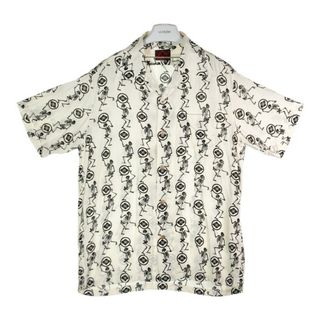 エビス(EVISU)の★EVISU エヴィス 家紋ドクロ 総柄アロハシャツ ホワイト size44(シャツ)