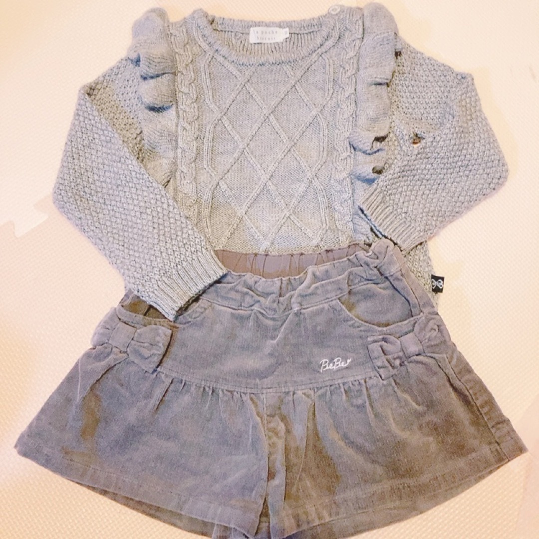 BeBe(ベベ)のセーター　ショートパンツ　90 女の子　BeBe ラポシェビスキュイ キッズ/ベビー/マタニティのキッズ服女の子用(90cm~)(ニット)の商品写真