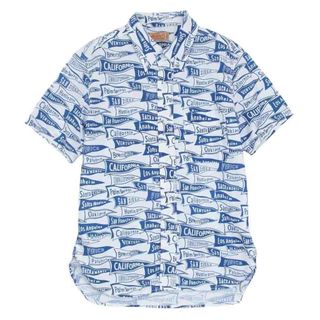 CHESWICK チェスウィック FLAG PRINT B.D.S S SHIRT フラッグペイント ボタンダウン 総柄 半袖 シャツ ブルー系 S【中古】(シャツ)