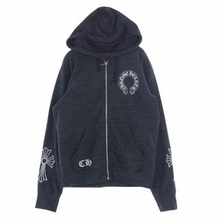 クロムハーツ(Chrome Hearts)のCHROME HEARTS クロムハーツ（原本無） パーカー ホースシュー クロス プリント ダガージップ フルジップ パーカー ダークグレー系 S【中古】(パーカー)