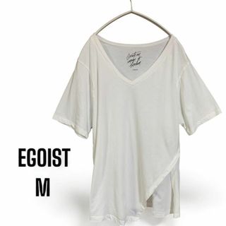 エゴイスト(EGOIST)の[エゴイスト] アシンメトリー　Vネック　Ｔシャツ  ホワイト　半袖　難あり(Tシャツ(半袖/袖なし))