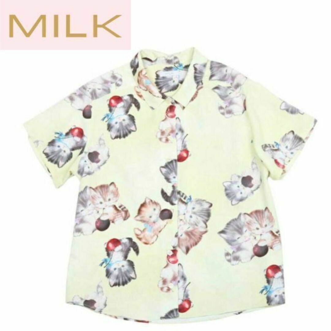 美品 milk ミスチフキャット 半袖シャツ　イエロー レディースのトップス(シャツ/ブラウス(半袖/袖なし))の商品写真