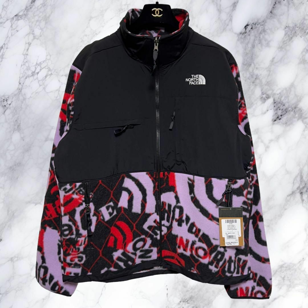 新品 ノースフェイス フリース デナリ US限定 紫 黒 総柄 181024 L 新品 ノースフェイス フリース デナリ US限定 紫 黒 総柄 181024 L