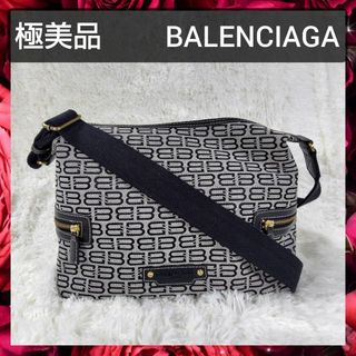 バレンシアガ(Balenciaga)の極美品 バレンシアガ ショルダーバッグ キャンバス 総柄 クロスボディ 斜め掛け(ショルダーバッグ)