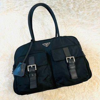 プラダ(PRADA)の美品＊プラダ ハンド トート ボストンバッグ 南京錠 鍵 ナイロン ブラック(トートバッグ)