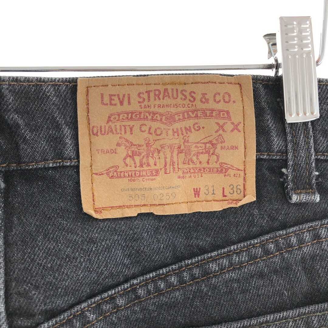 59cm裾周り90年代 リーバイス Levi's 505 REGULAR FIT STRAIGHT LEG ブラックデニム テーパードデニムパンツ USA製 メンズw31 ヴィンテージ /eaa380265