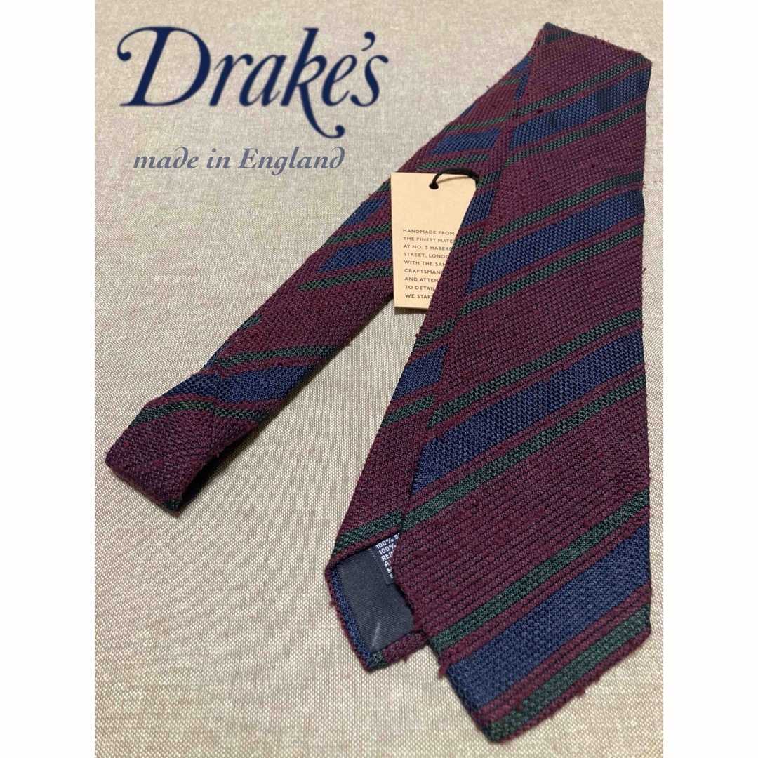 DRAKES(ドレイクス)の【新品】Drake's／ドレイクス／ストライプ／ネップタイ／バーガンディ メンズのファッション小物(ネクタイ)の商品写真