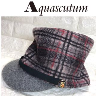 アクアスキュータム(AQUA SCUTUM)のアクアスキュータムのウールチェックの帽子(キャスケット)