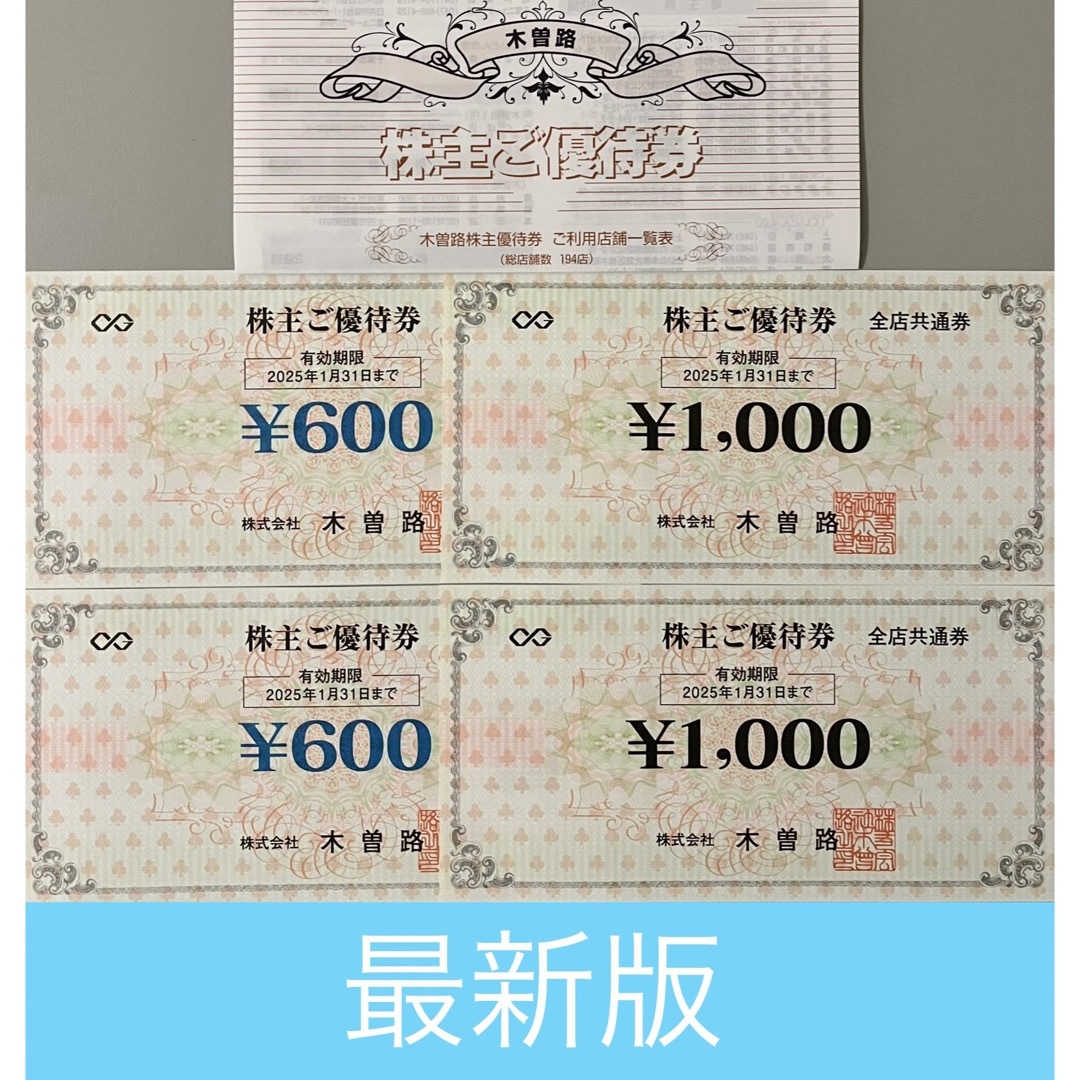 木曽路 株主優待券 3200円分 - 割引券