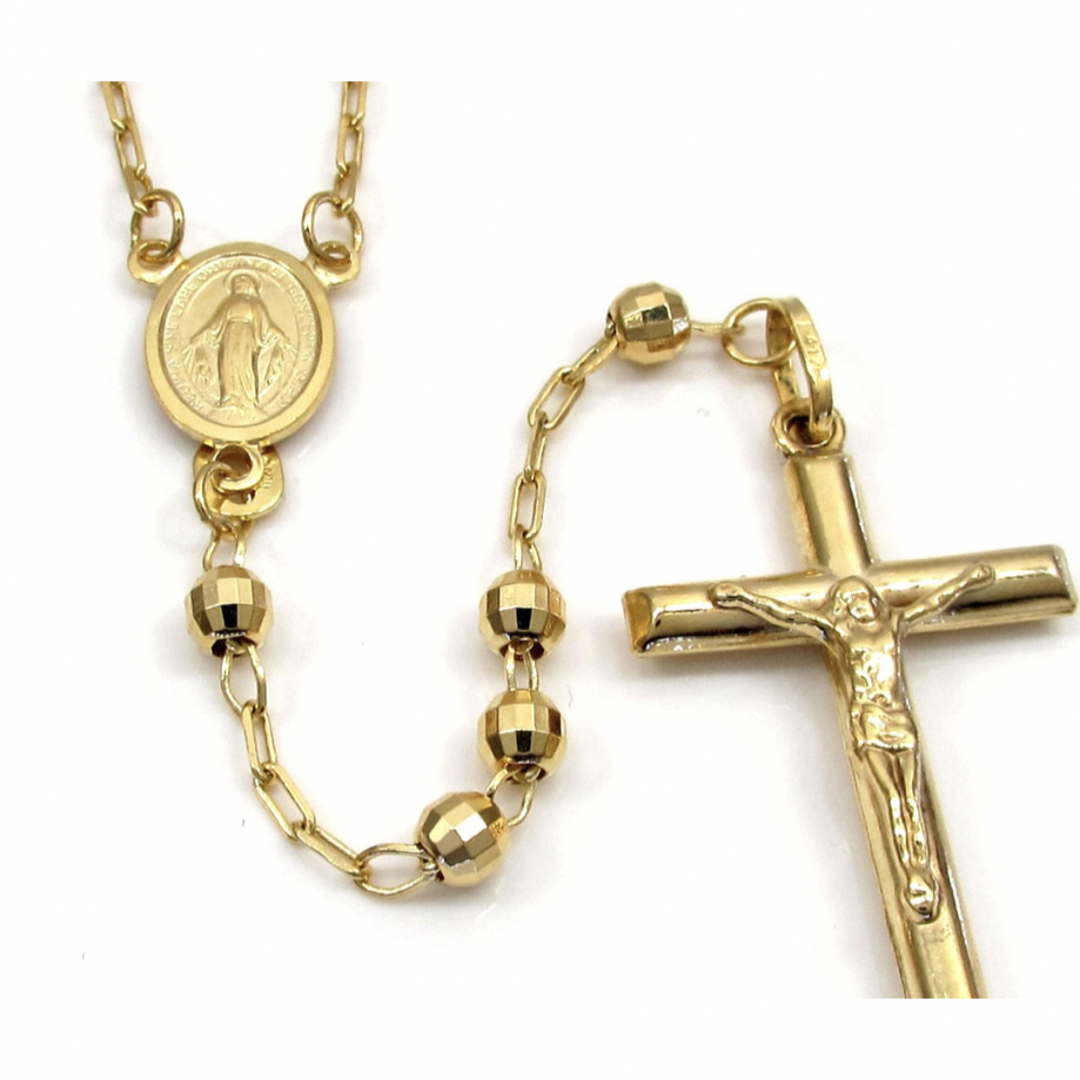 10k Yellow Gold Ball Rosary Chain メンズのアクセサリー(ネックレス)の商品写真