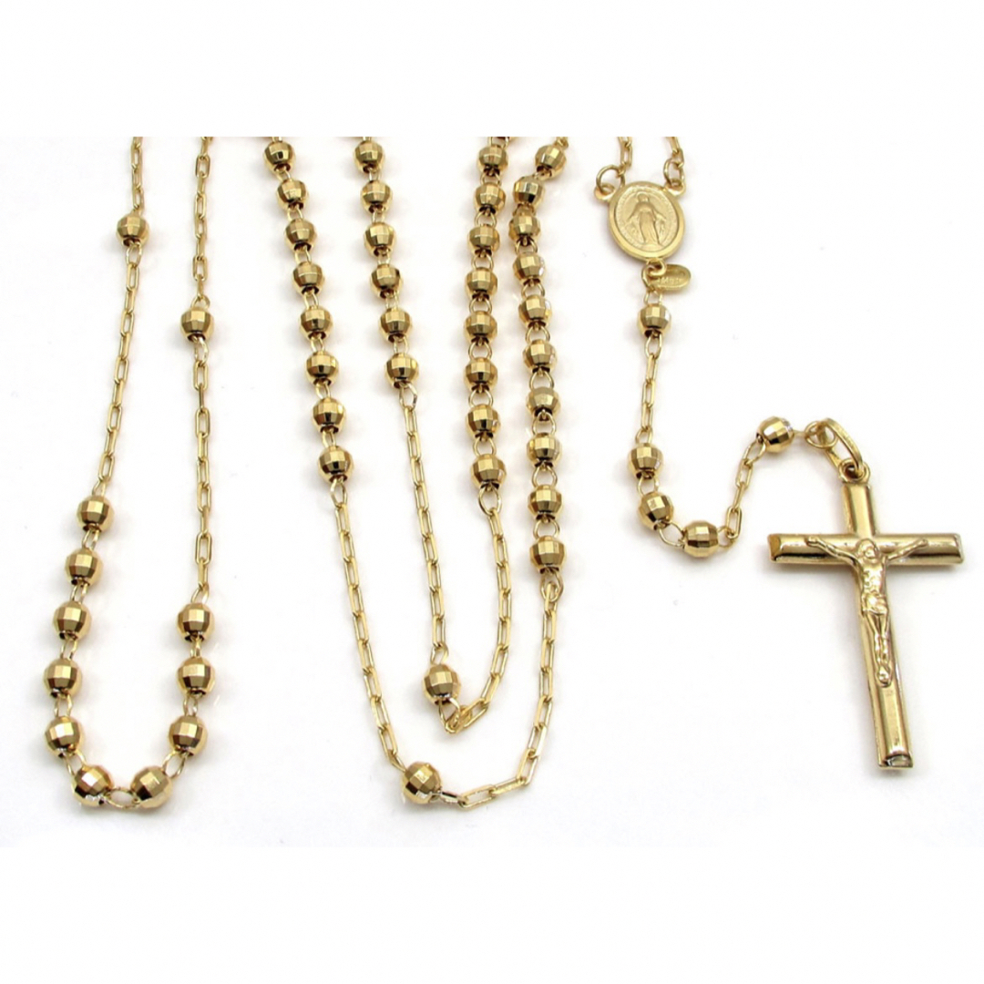 10k Yellow Gold Ball Rosary Chain メンズのアクセサリー(ネックレス)の商品写真