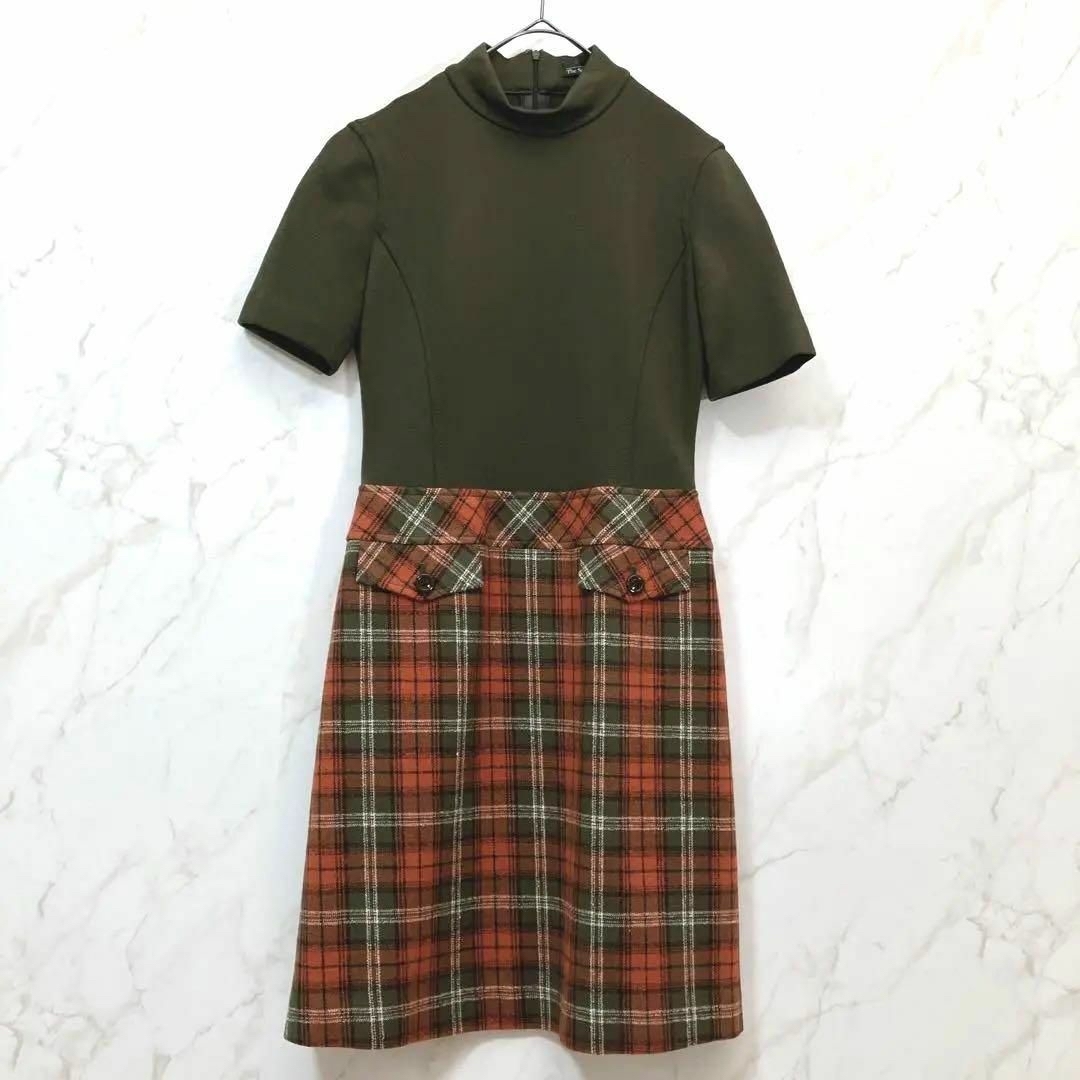 THE SCOTCH HOUSE(ザスコッチハウス)の【9AR】美品★ ザ・スコッチハウス 膝丈ワンピース チェック 毛80% 日本製 レディースのワンピース(ひざ丈ワンピース)の商品写真