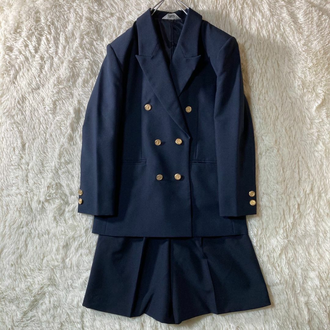 極美品 セシレーヌ ダブル セットアップ 紺ブレ 金ボタン パンツ 極美品 セシレーヌ ダブル セットアップ 紺ブレ 金ボタン パンツ
