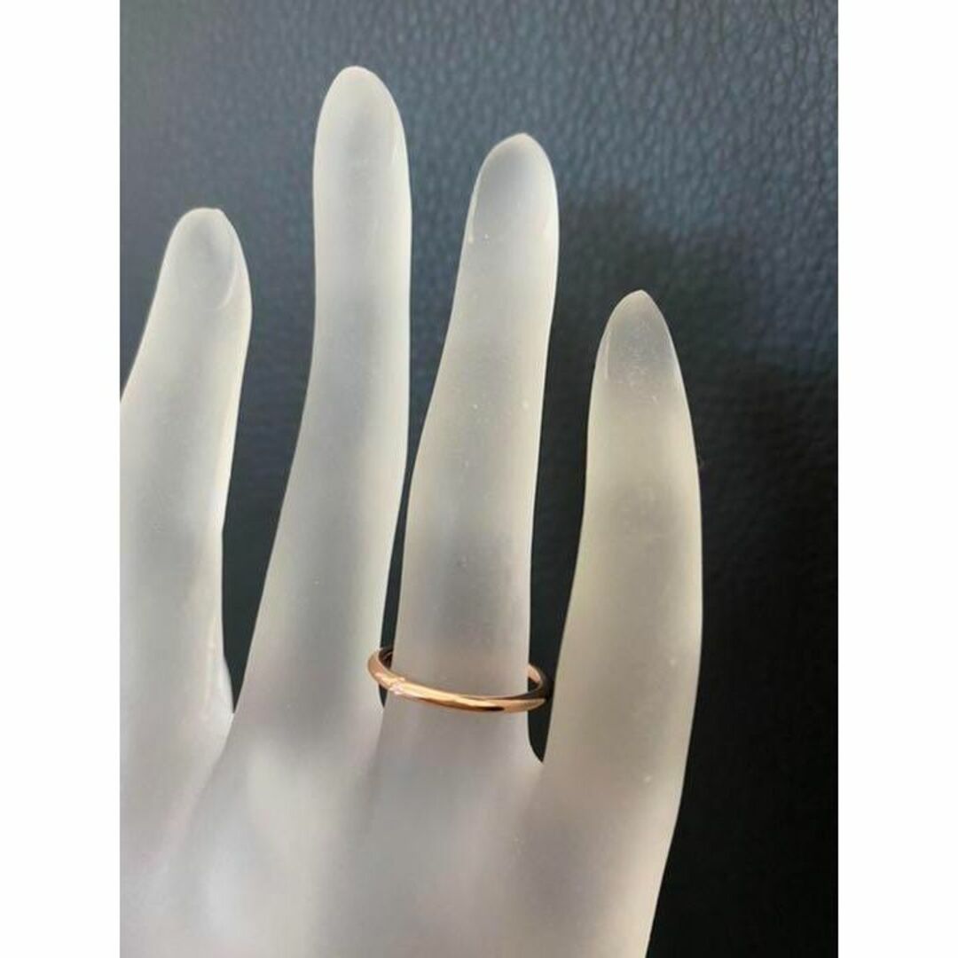 （R009P）22号　18KGPピンクゴールドのシンプル一粒細大人の指輪　リング レディースのアクセサリー(リング(指輪))の商品写真