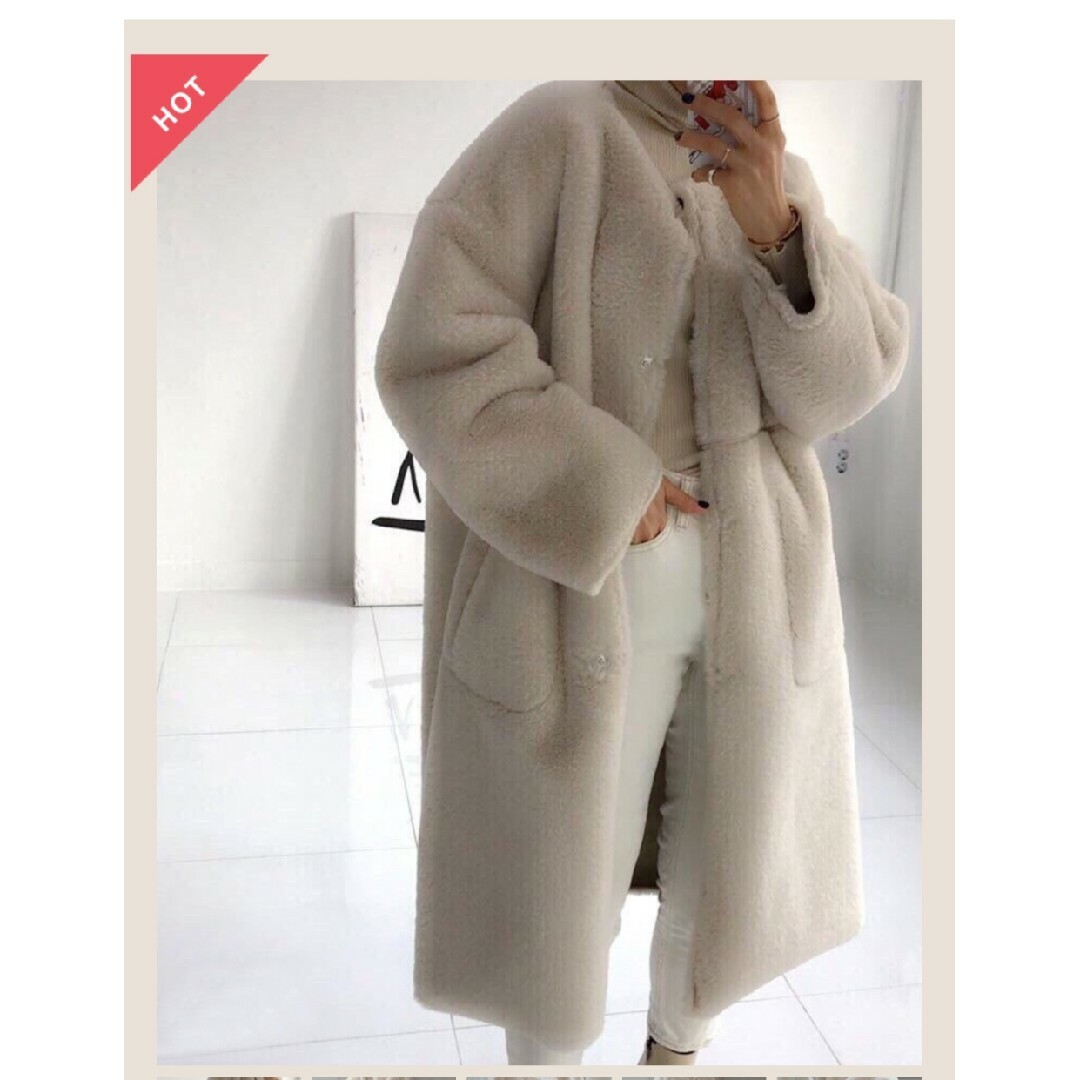 Reversible Eco-fur Long Coat リバーシブルエコファー - ジャケット ...