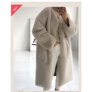 Reversible Eco-fur Long Coat リバーシブルエコファー(毛皮/ファーコート)