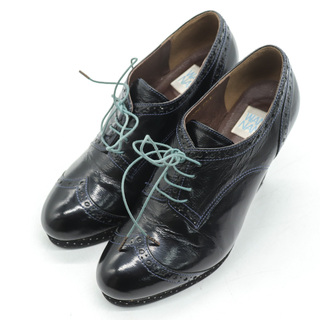 ワノナノ ドレスシューズ ウェッジソール 卑弥呼 靴 シューズ 日本製 レディース 23.5cmサイズ ネイビー WANONANO(ローファー/革靴)