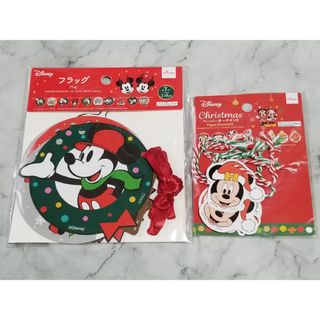 ディズニー(Disney)のクリスマス　フラッグ　ペーパーオーナメント　ミッキー&フレンズ(キャラクターグッズ)