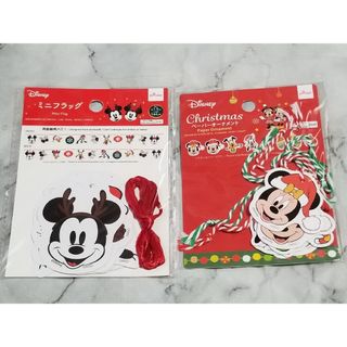 ディズニー(Disney)のクリスマス　ミニフラッグ　ペーパーオーナメント　ミッキー&フレンズ(キャラクターグッズ)