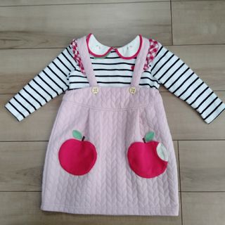 ベイビーチアー　りんごワンピース　りんご襟カットソー　セット(ワンピース)