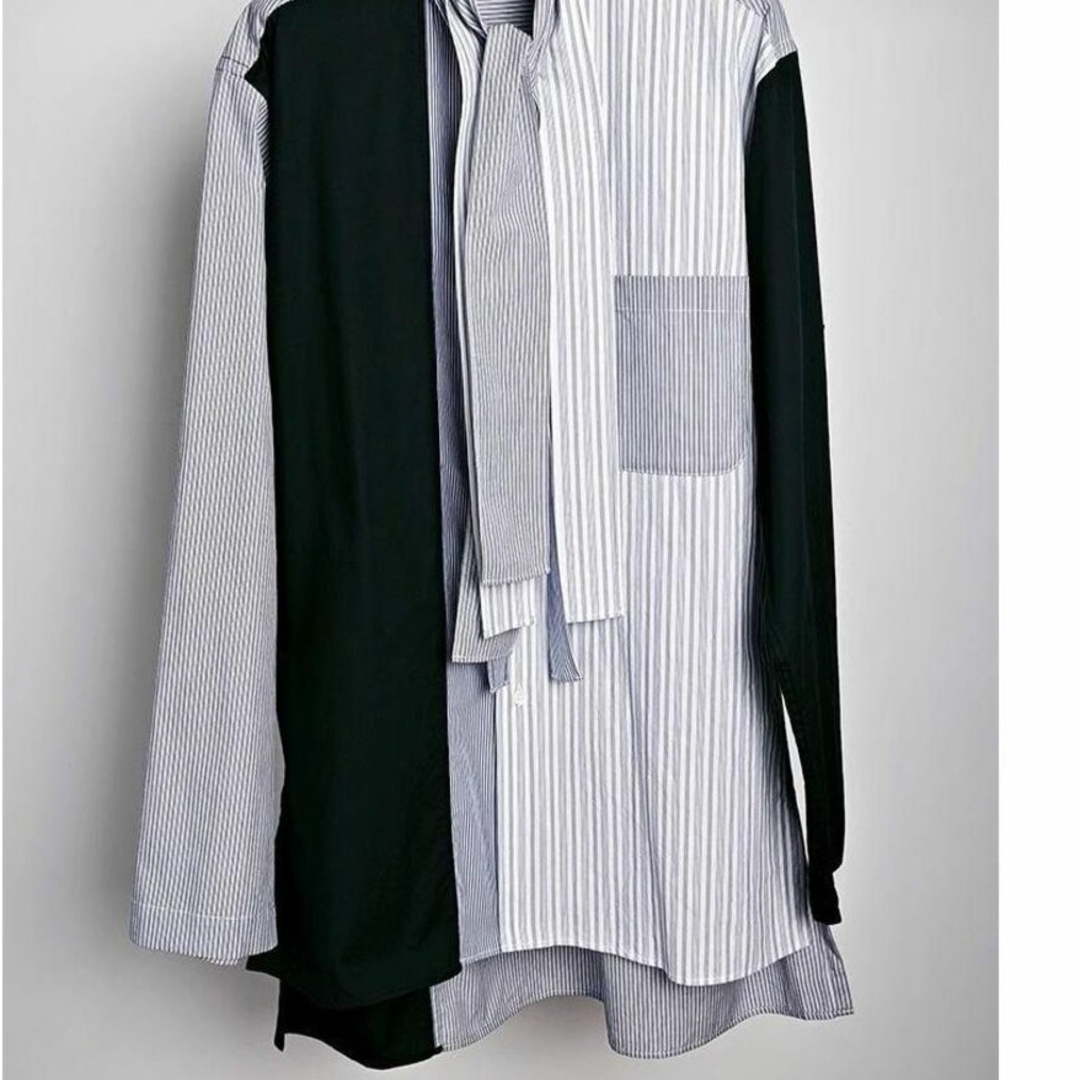 Yohji Yamamoto(ヨウジヤマモト)のCRAZY STRIPE SWITCHING BOW COLLAR SHIRT レディースのトップス(シャツ/ブラウス(長袖/七分))の商品写真