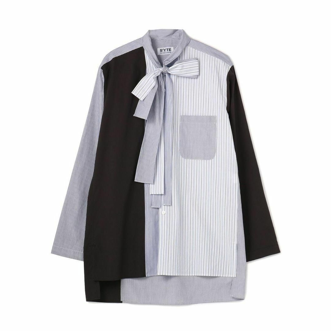 Yohji Yamamoto(ヨウジヤマモト)のCRAZY STRIPE SWITCHING BOW COLLAR SHIRT レディースのトップス(シャツ/ブラウス(長袖/七分))の商品写真