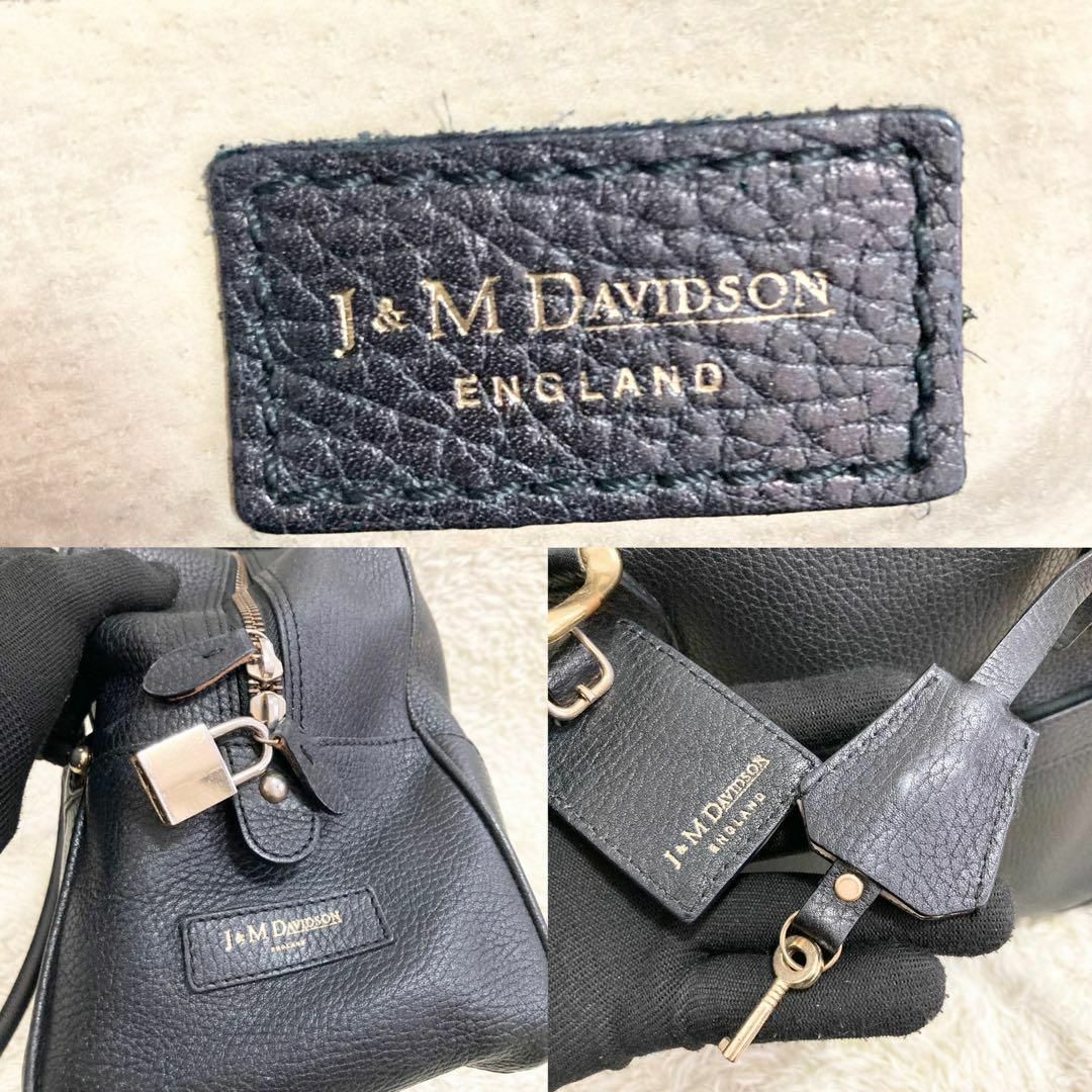 J&M DAVIDSON(ジェイアンドエムデヴィッドソン)の良品 J&M DAVIDSON ハンドバッグ ミア 黒 シボ革 南京錠 カデナ レディースのバッグ(ハンドバッグ)の商品写真