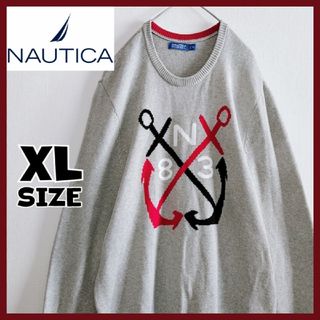 ノーティカ(NAUTICA)のノーティカ　ブルーセイル　クロスアンカー　ニットセーター　グレー　XLサイズ(ニット/セーター)