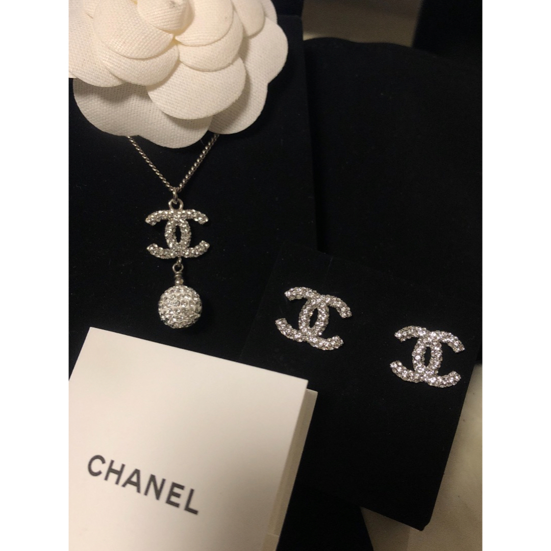 CHANEL ネックレス ペンダント ミラーボール ラインストーン約42cm595cmココマーク