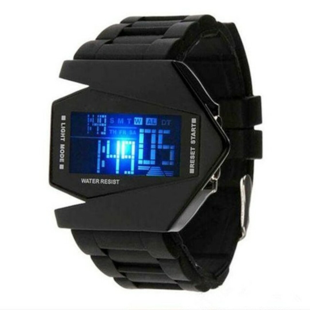 新品  多機能 デジタルウォッチ LED 5色ライト  黒 メンズの時計(腕時計(デジタル))の商品写真