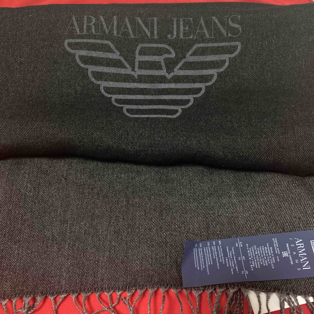 ARMANI JUNIOR(アルマーニ ジュニア)のアルマーニジーンズ ARMANI JEANS メンズ リネン マフラー ブラック メンズのファッション小物(マフラー)の商品写真