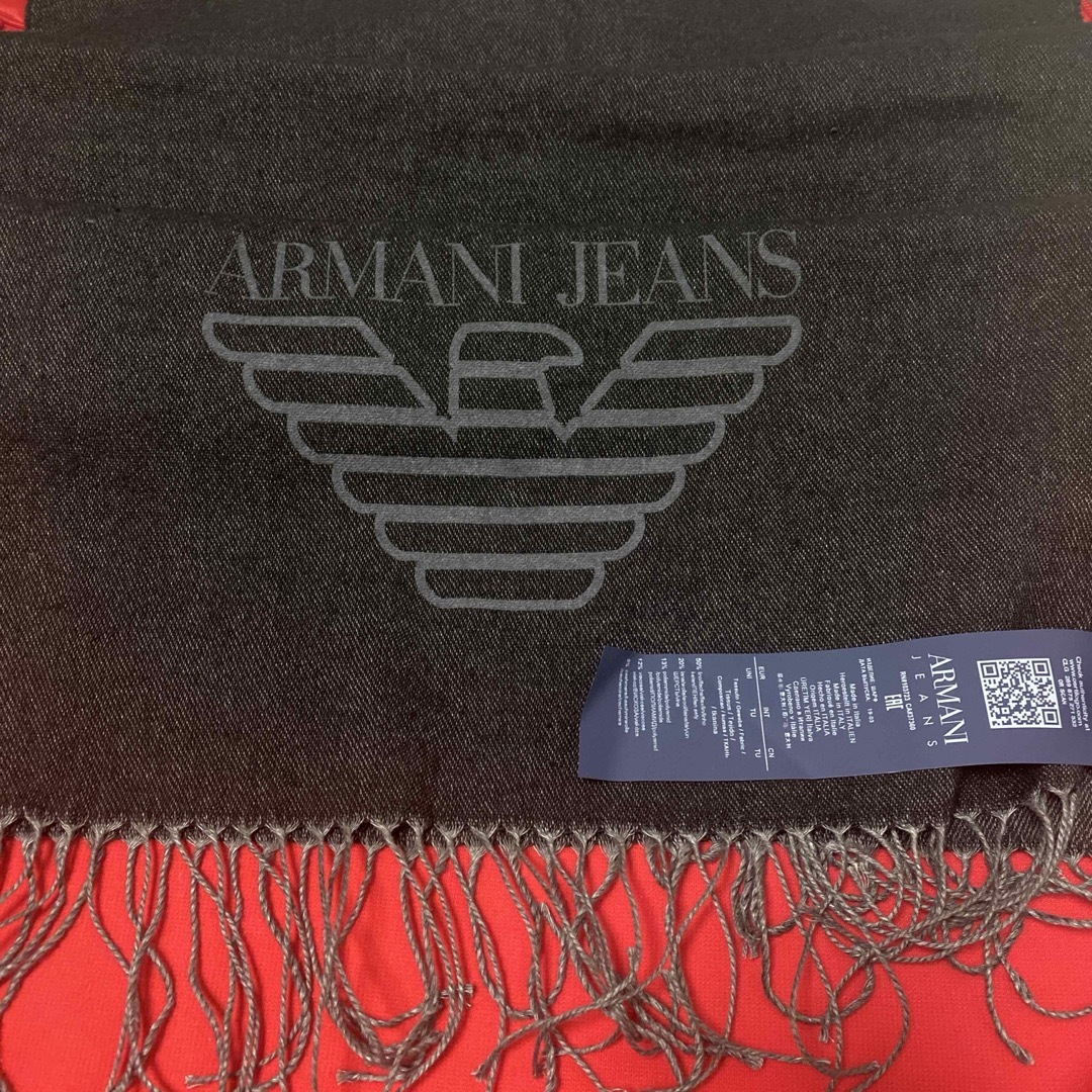 ARMANI JUNIOR(アルマーニ ジュニア)のアルマーニジーンズ ARMANI JEANS メンズ リネン マフラー ブラック メンズのファッション小物(マフラー)の商品写真