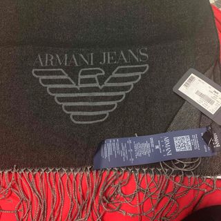 アルマーニジーンズ ARMANI JEANS メンズ リネン マフラー ブラック