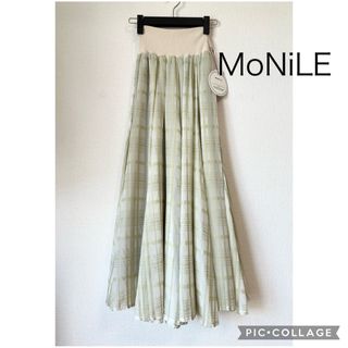 スコットクラブ(SCOT CLUB)の【新品】MONiLE モニーレ ウエストリブフレアスカ－ト チェック ベージュ(ロングスカート)