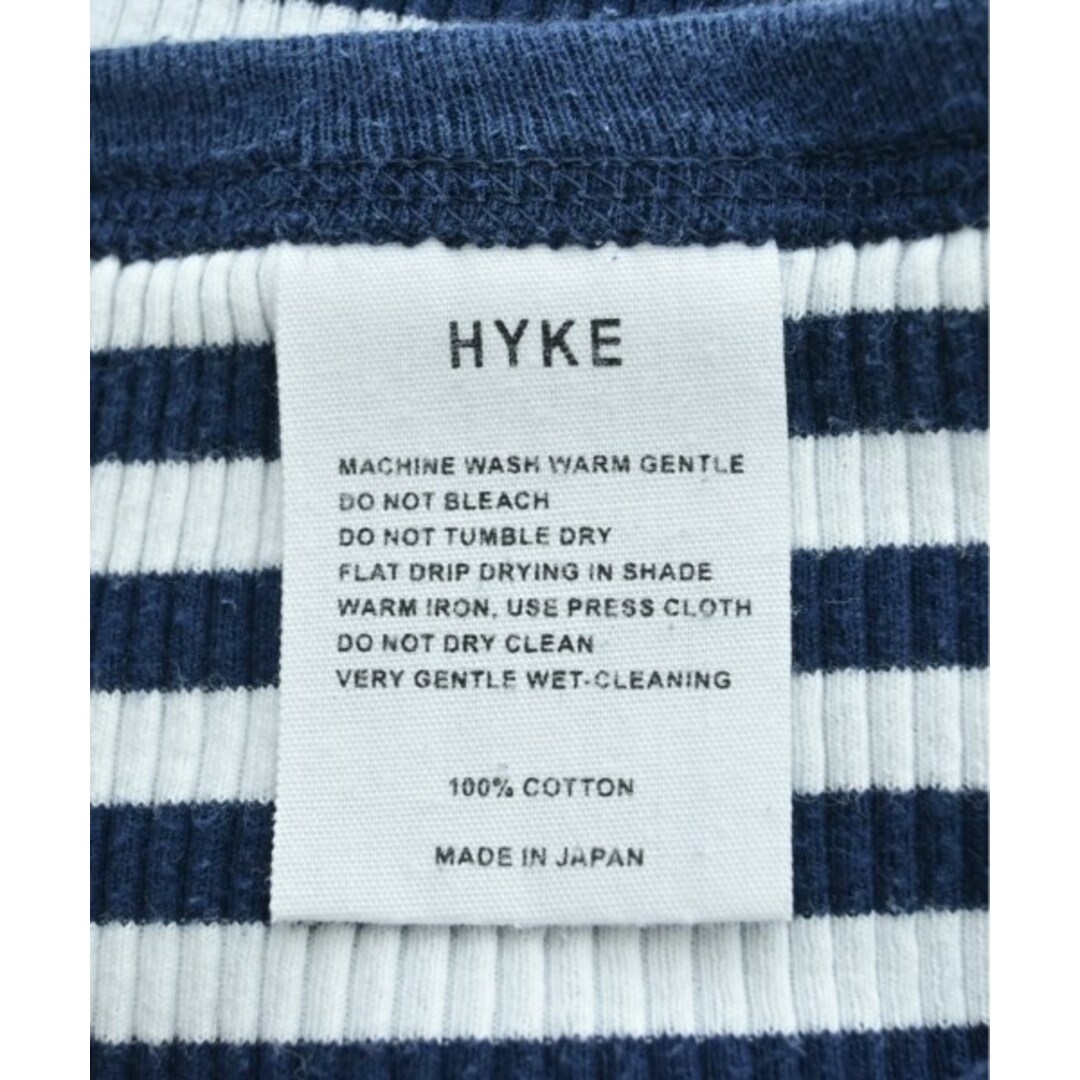 HYKE(ハイク)のHYKE ハイク Tシャツ・カットソー -(XS位) 白x紺(ボーダー) 【古着】【中古】 レディースのトップス(カットソー(半袖/袖なし))の商品写真