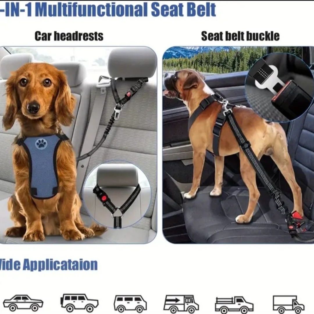 2in1ペット犬猫車リードシートベルトヘッドレスト大型から小型アウトドアお泊まり ハンドメイドのペット(リード/首輪)の商品写真