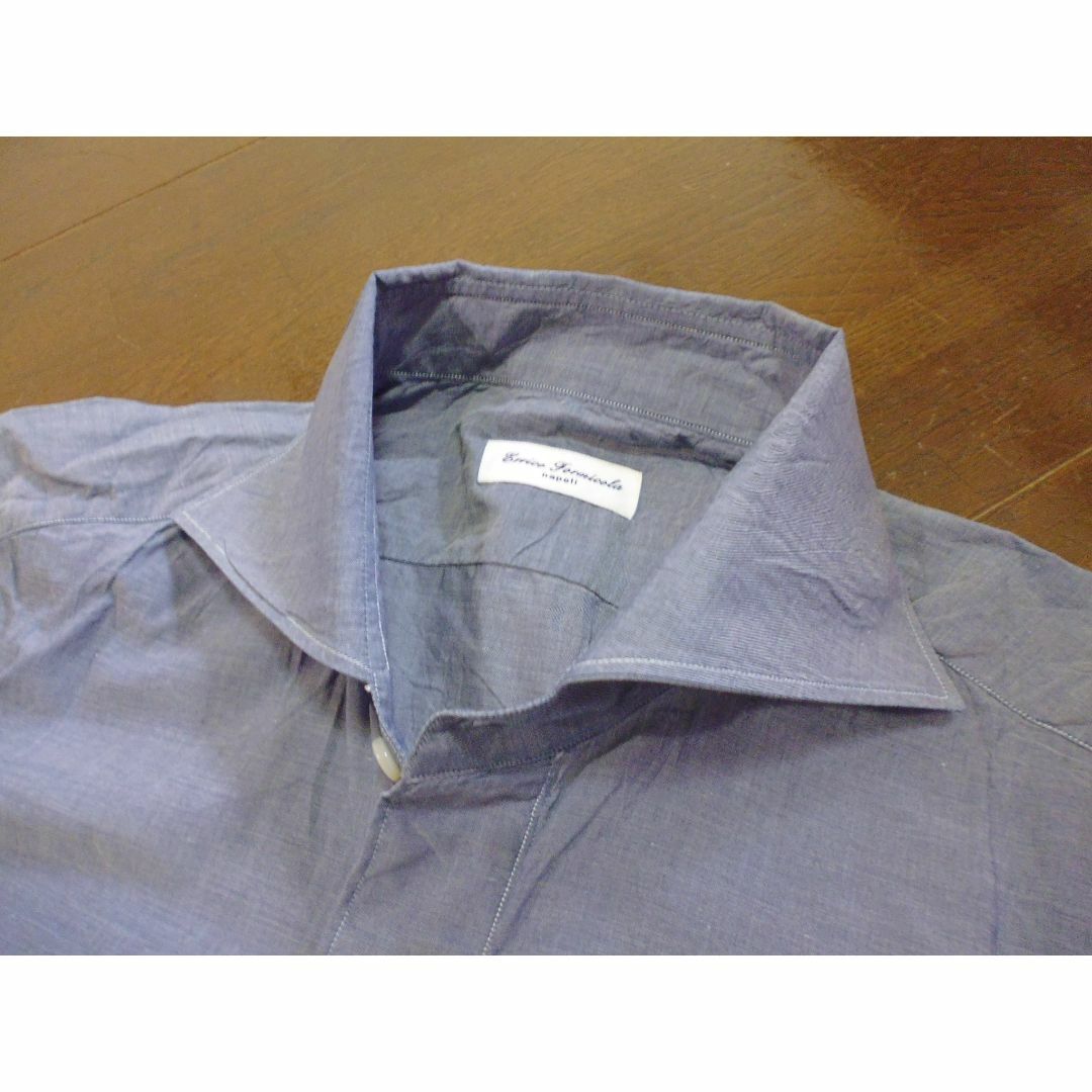 ERRICO FORMICOLA(エッリコフォルミコラ)のOS様専用　高級シャツ　エッリコフォルミコラ　ブルーグレー　S　ナポリシャツ メンズのトップス(シャツ)の商品写真