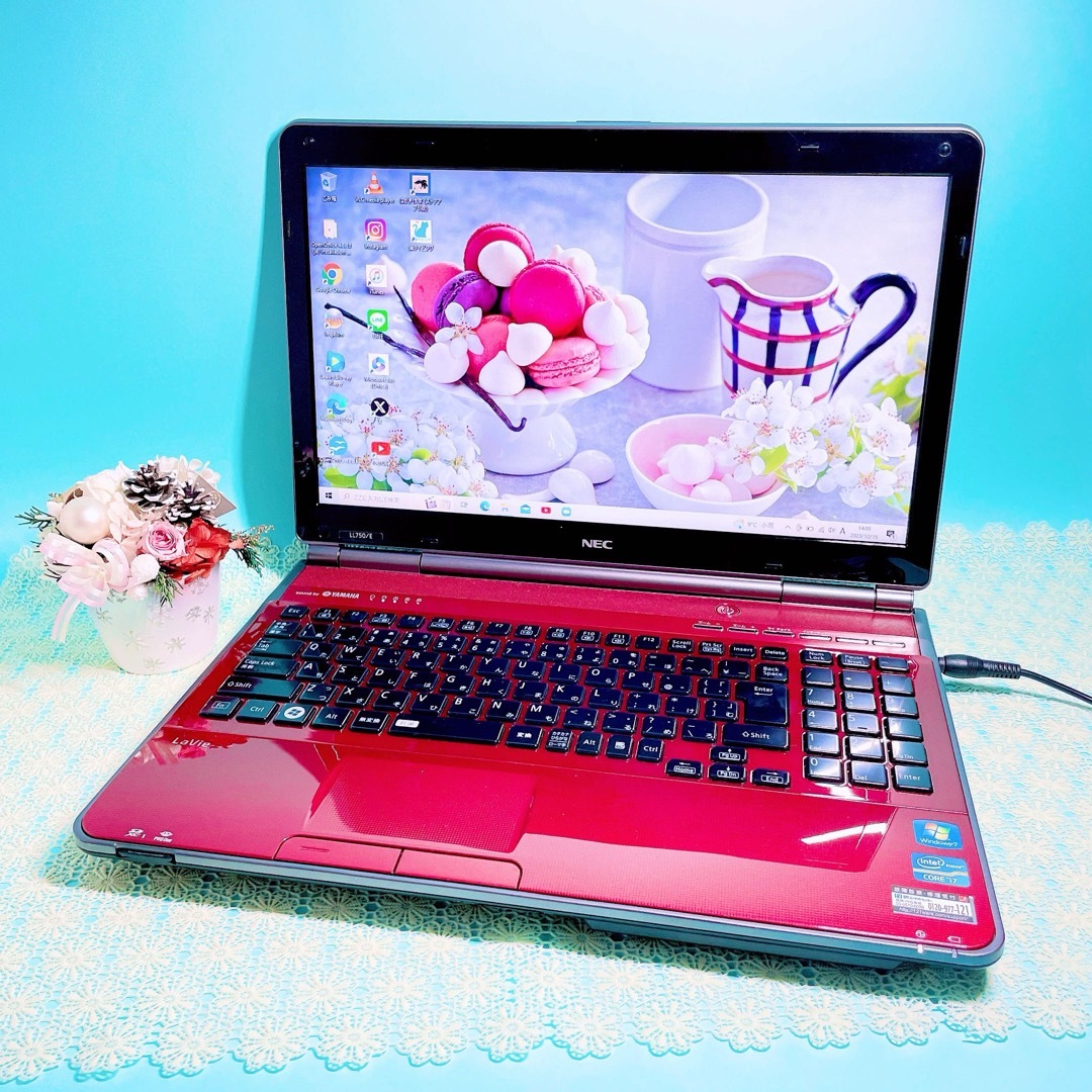 ふじりんごノートパソコンすぐ使える❣️WEBカメラ付き✨赤ノートパソコン✨core i5✨主婦オススメ✨